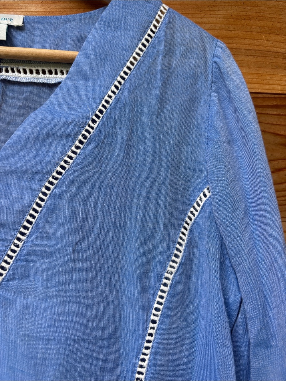 Sundance Embroidered Blue Cotton Bell Sleeve Boho Tunic Top Medium - Picture 4 of 8
